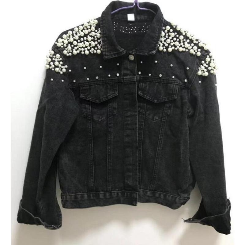 Heavy Duty Denim Jacket Women's Single Breasted Lapel Short Cotton Street Trendy Jacket Top