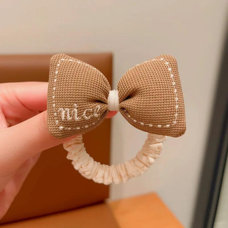Korean Cartoon Chocolate Elastic Hair Bands Bear Rabbit Hair Ties Rope Girls Gum Smile Flower Scrunchies Kid Ponytail Holder