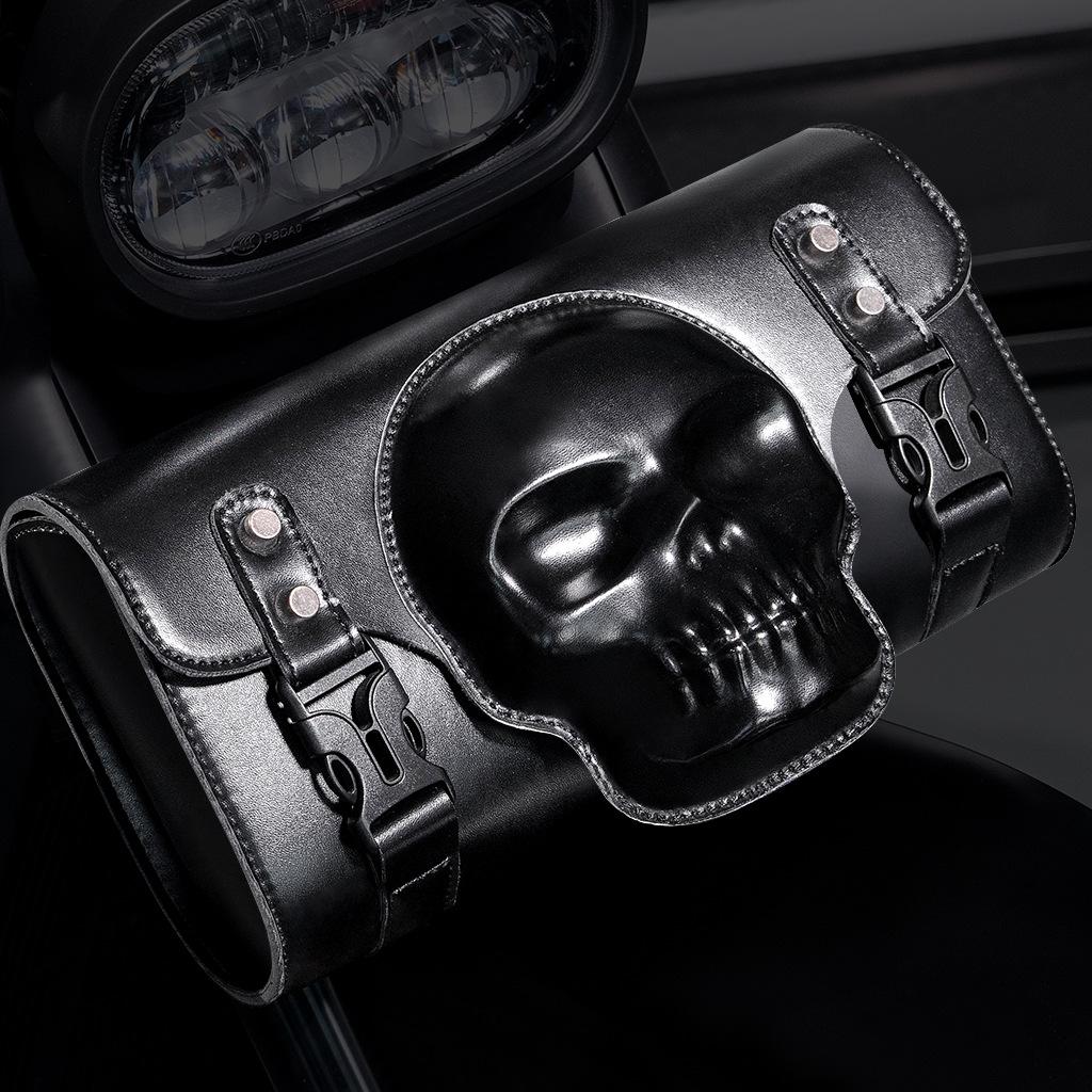 Punk Harley Motorcycle Modification Bag Personalized Locomotive Skull Head Front Pocket Hanging Bag
