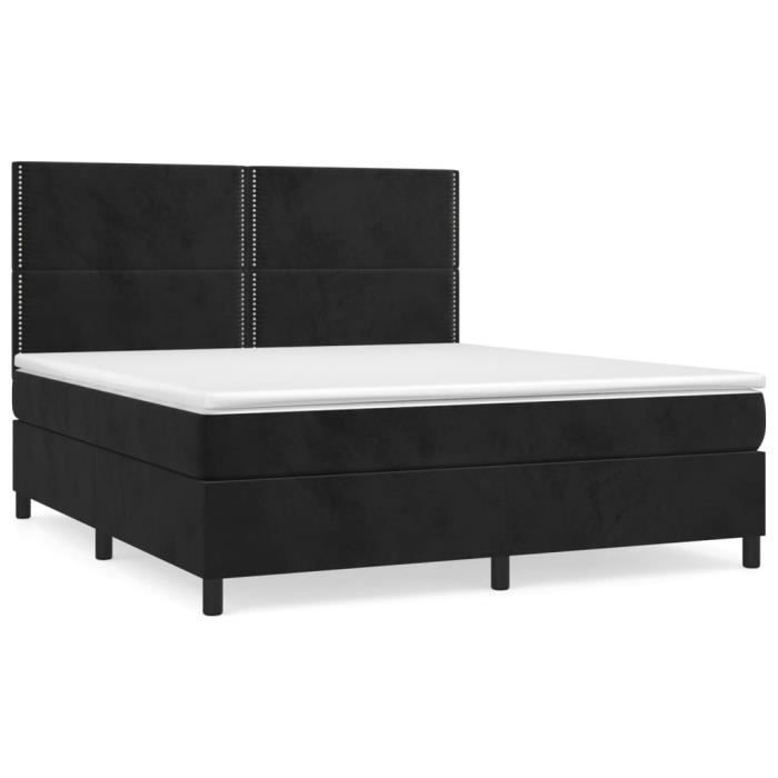 3142979 vidaXL Divan-lit Tapissier Avec Matelas Noir 180x200 Cm Velours