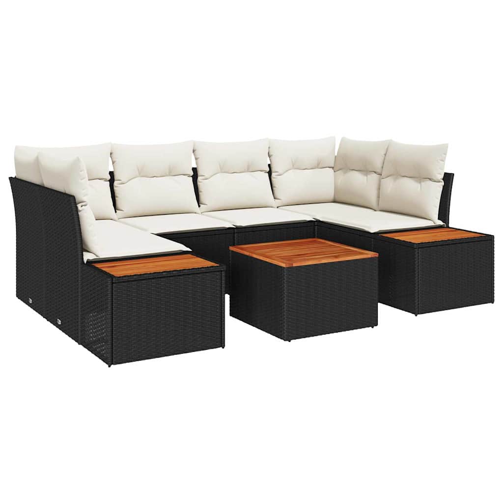 Garden Sofa Set with Cushions 6 pcs Black Poly Rattan