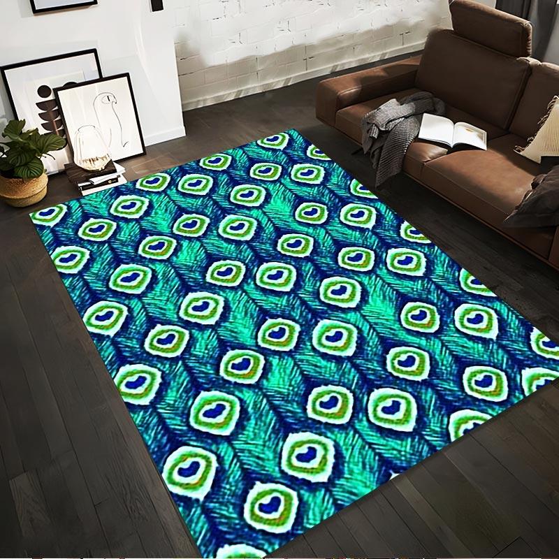 

Colorful Peacock Feather Pattern Carpet for Living Room Decor Suitable for use as an anti-slip for living room bedroom sofas 40x60cm( 15x23in )