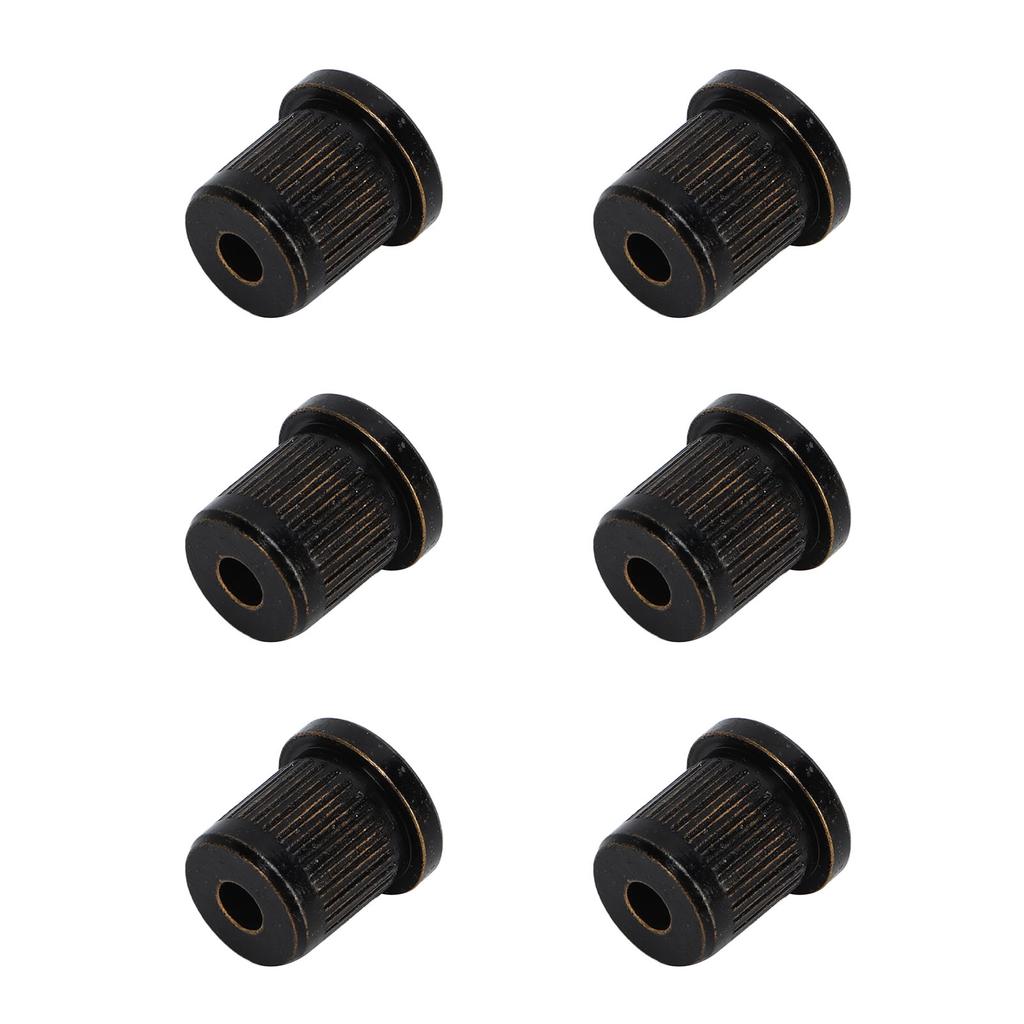 6Pcs Guitar String Ferrules Through Body Brass Recordative Edition for Electric Guitars Black