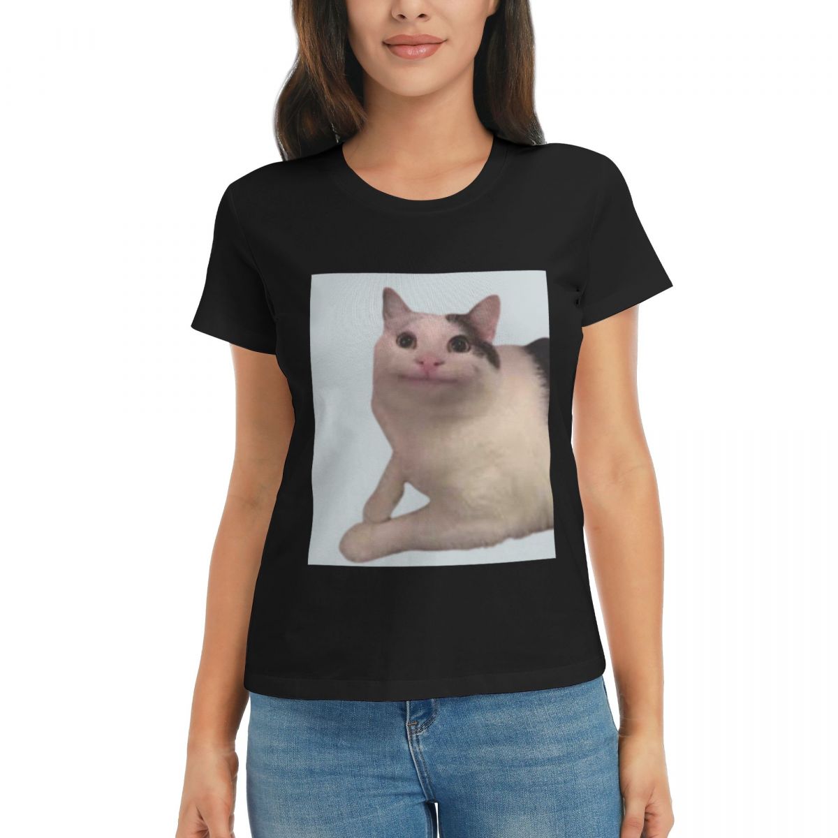 

Women TShirt Beluga Cat Summer Short Sleeve Tees Round Neck Cotton T Shirts Clothes Tops Streetwear 4XL