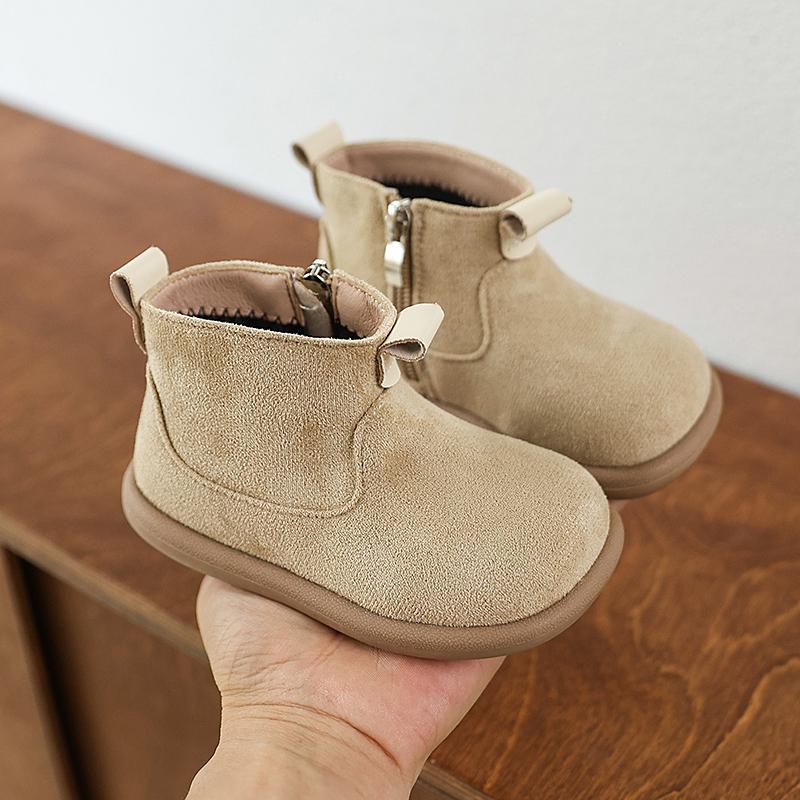 

Autumn Winter Children Casual Shoes for Baby Boys Girls Boots Oxford Suede Plush Kids Ankle Boots Outdoor Anti-slip Infant Shoes 21 хаки