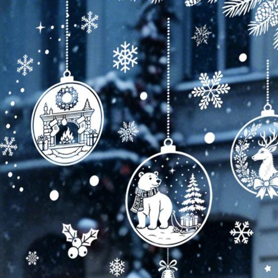 Holiday Static Window Stickers 9 Sheets Christmas Stickers, Reusable Snowflake Santa Claus Reindeer Large Collage Decor Decals for Glass Decoration,