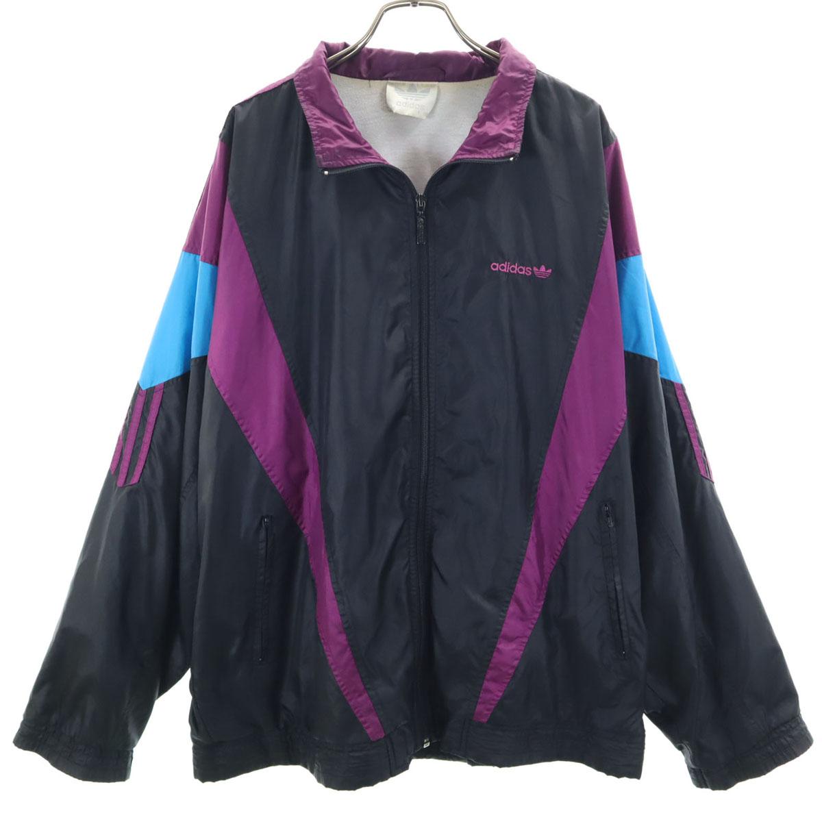 

adidas винтажная нейлоновая куртка с логотипом Трилистник 80-х M черная мужская б/у