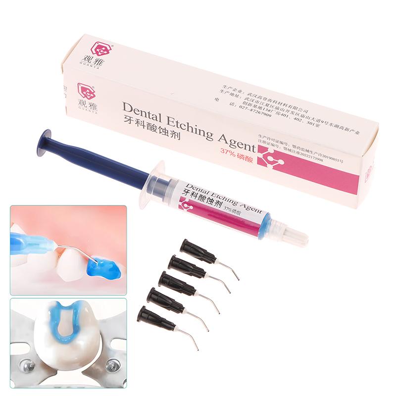 Dentalmaterial Ätzmittel 37% Phosphorsäure Ätzmittel Ätzgel Mit 5 Spitzen Für Kieferorthopädischen Klebstoff Lichthärtender Bond Zähne Kleber