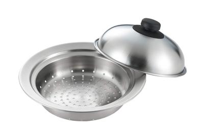 Yoshikawa Delicious Colorful Steaming Plate for with Dome Stainless Steamer for Simply Place On Top of Made In SJ2630 18-20cm Pots, Lid, Shape, Steel,