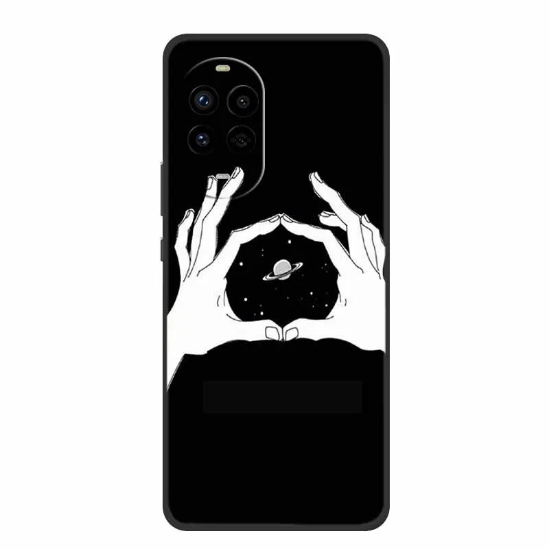 

For Huawei Nova 14 Pro Phone Case Fashion Flowers Black Silicone Soft Back Cover For Huawei Nova 13 Pro 14 Ultra Case Coque Capa Nova 13 Pro