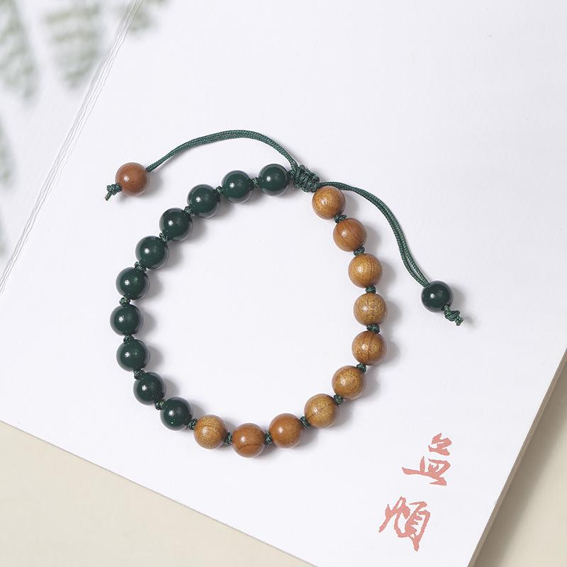 Armband aus goldenem Sandelholzperlen mit Quaste: Unisex Multi-Wrap Rosenkranz im alten chinesischen Stil.