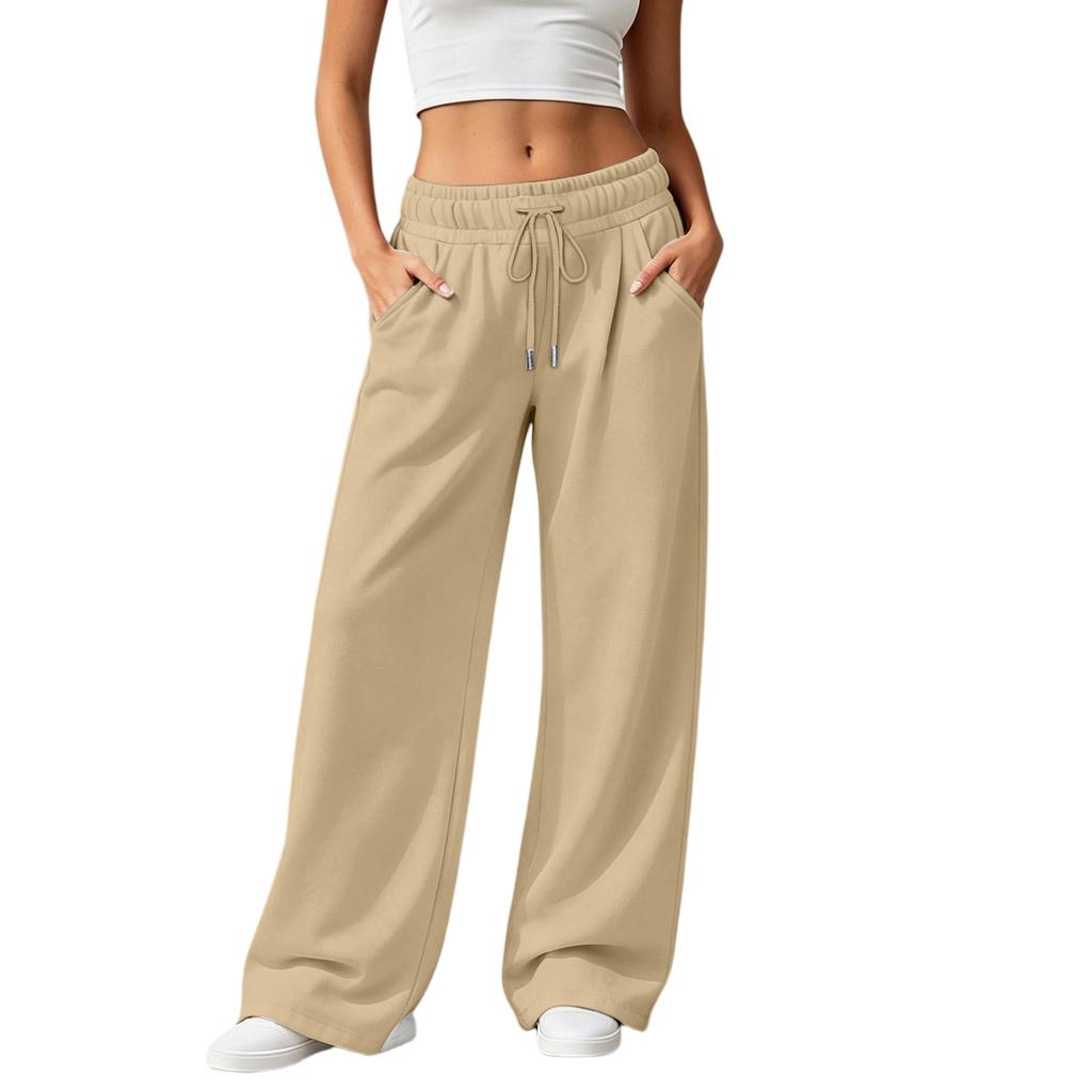 Women's Casual Loose Fit Wide Leg Pants with Pockets Comfortable Winter Long Trousers