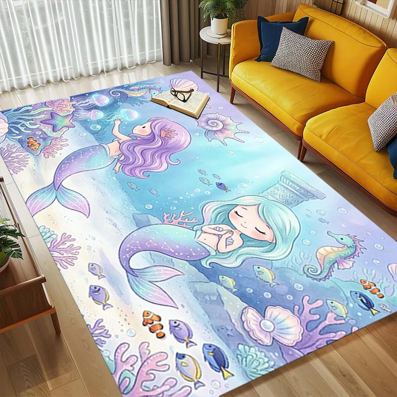 Mermaid Fantasy Living Room Nonslip Area Rug Soft Carpet For Bedroom Game Playroom Sofa Office Home Decor Doormat Christmas Gift C929443