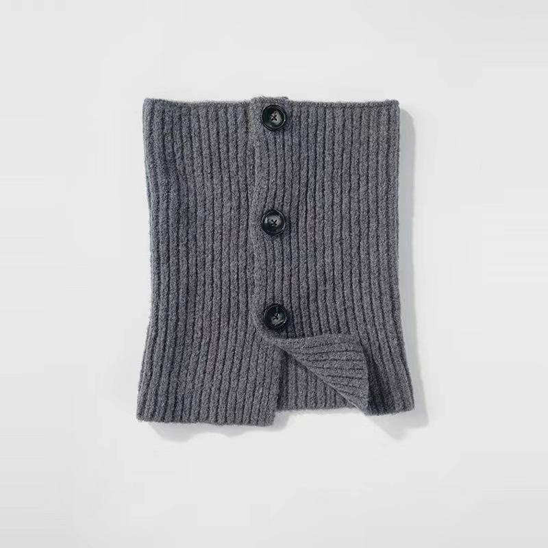 Bufanda de Lana de Punto Cálida Retro con Botones Moda Femenina Versátil Cubre Cuello Dividido Chal de Protección para el Frío en el Cuello