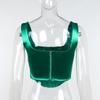 Sexy Satin Boned Corset Top For Women Summer Sleeveless Backless Square Collar Cropped Tops Club Party Tunic