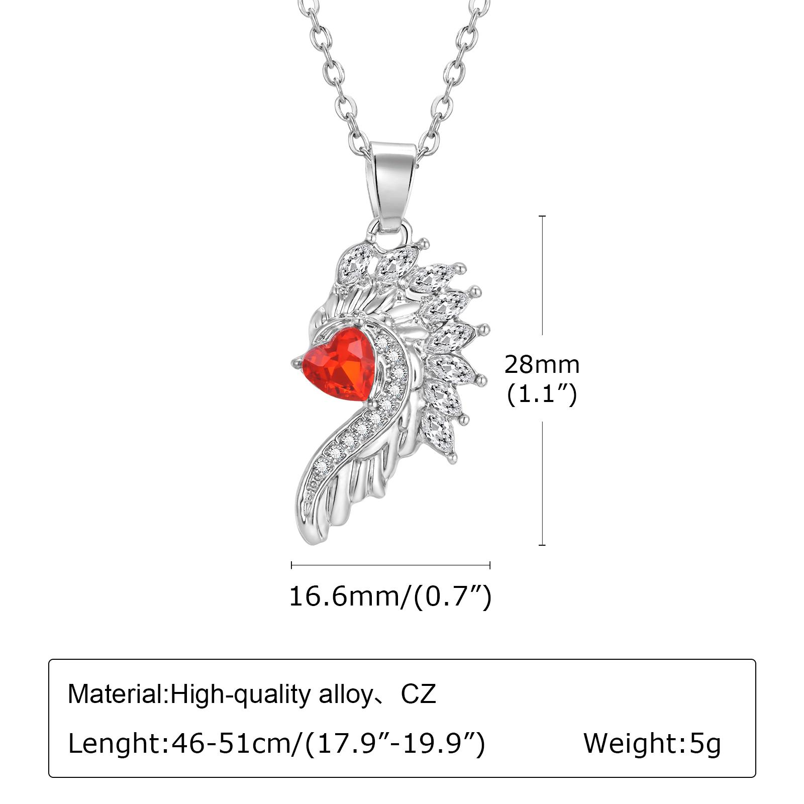 Mprainbow Angel Devil Wings Couple Pendant with Red Heart Stone,Black and White Simple Valentine s Day Gift Necklace Set