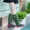 Fashion Women's rain shoes New anti slip high boots Solid color waterproof footwear Round head ladies rubber shoes Mujer
