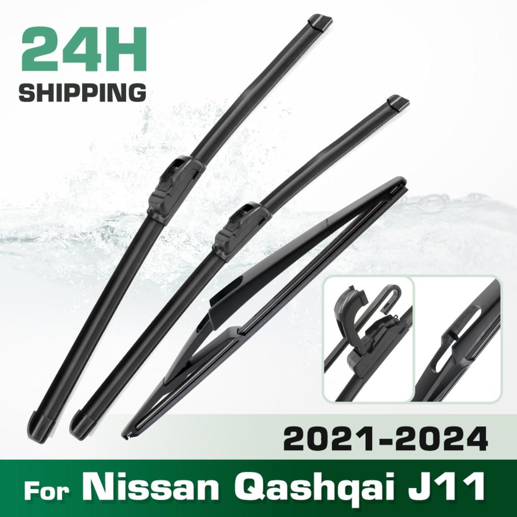 For Nissan Qashqai J12 2021-2024 2022 2023 Wiper Front & Rear Wiper Blades Windshield Windscreen Window Brushes 26"+17"+12