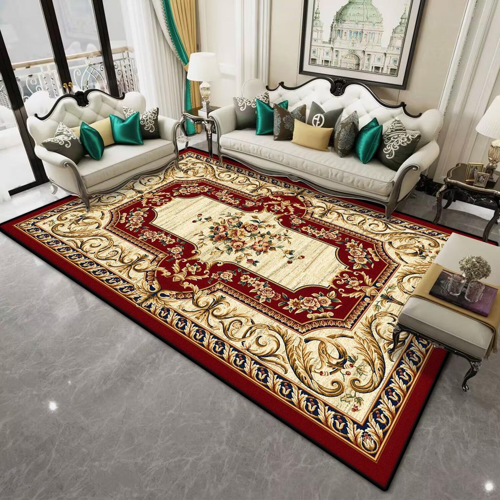 Persian Style Red Large Living Room Carpet Soft Non-slip Decoration Home Dining Room Rug Easy Clean Coffee Tables Mat Washable