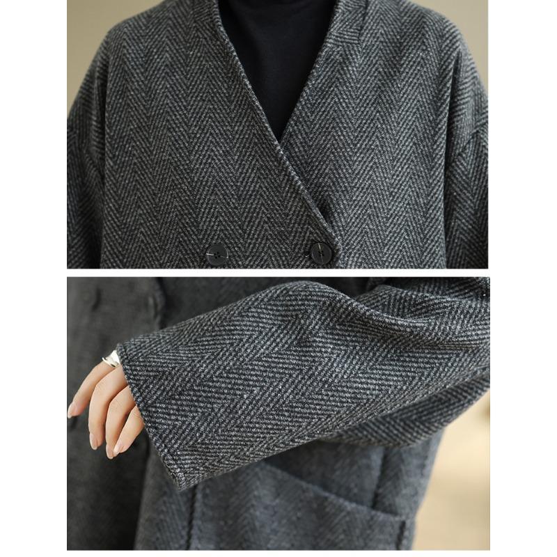 DIMANAF 2025 New Autumn Winter Plus Size Women Coats Jackets Thick Loose Casual Vintage Lady Outerwear