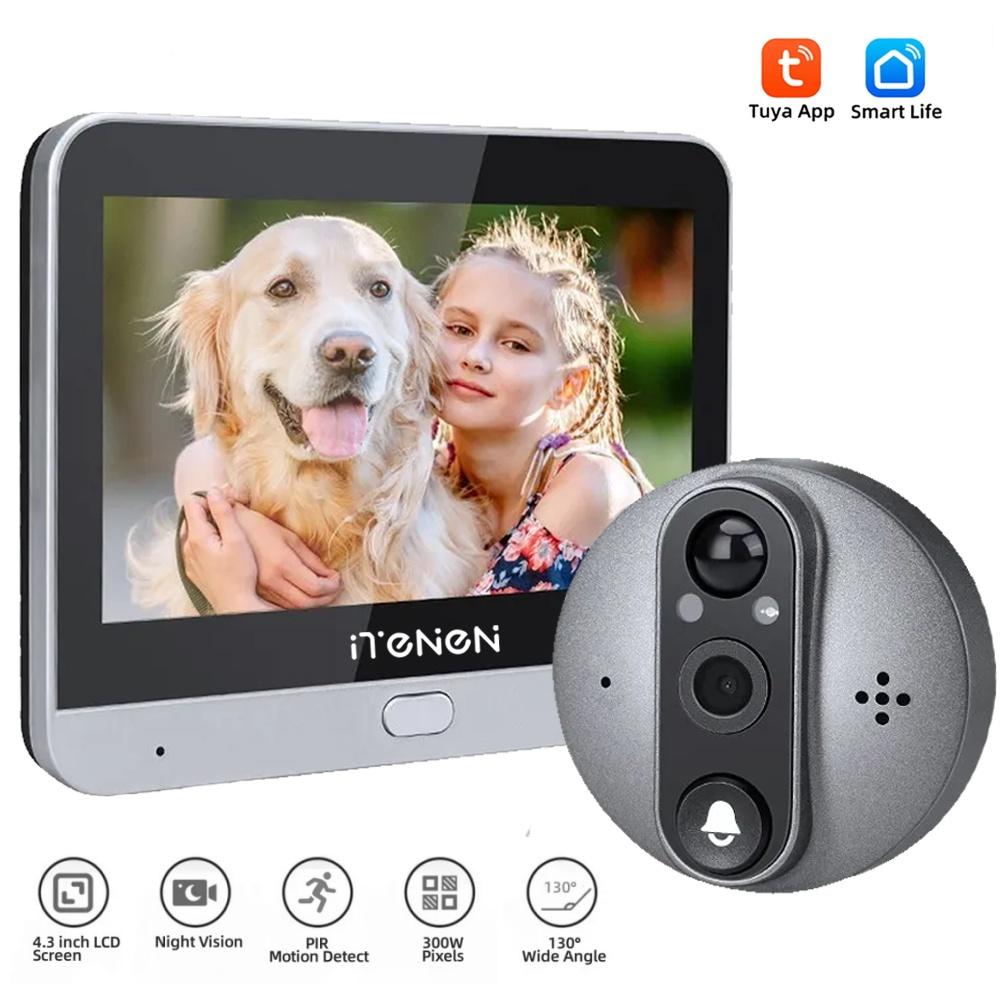 Smart Life House 2.4G Wifi Wireless Door Peepholes Doorbell 3MP Samrt Door Eye With Camera Ring Bell PIR Detection Doorbell