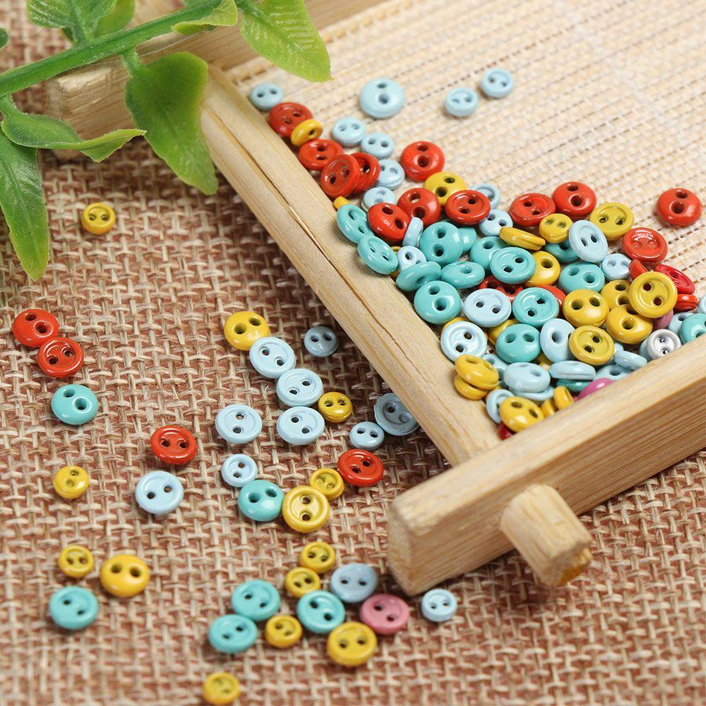 Girl Gift Multi-color Two Holes Mini Doll Buttons Round Buckle Metal Button DIY Sewing Accessories