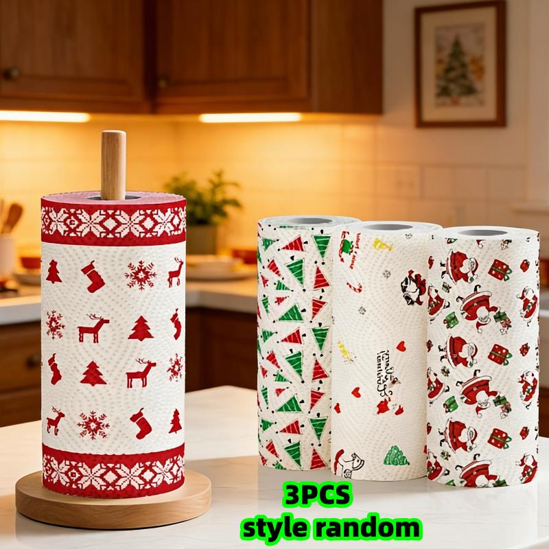 3-Piece Set with Random Designs, Cute Cartoon Series Patterns, Kitchen Paper Towels, Oil-Absorbing and Water-Absorbing Paper, Creative Printed Kitchen