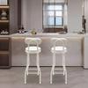2PCS 25.6 Inch Height Adjustable Folding Bar Stools, Padded Seat, Modern Stool Set for Kitchen, Counter - White, 275lbs Capacity