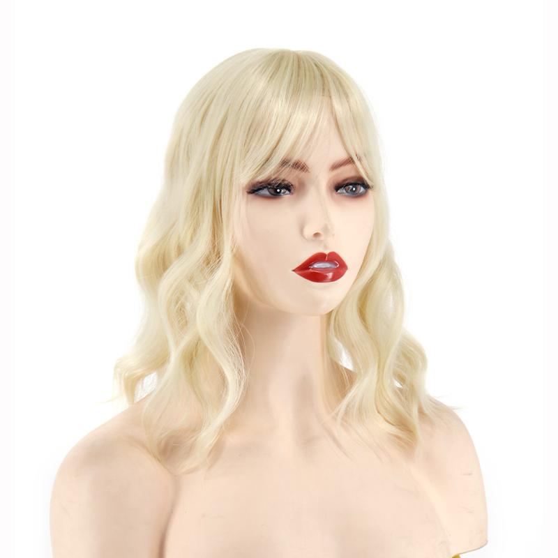 

Женские короткие накладные пряди с челкой, натуральные волнистые, на клипсах, синтетические, подходят для косплея, вечеринок, повседневного использования KTB