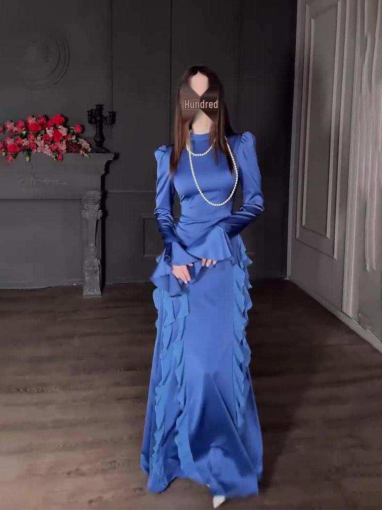 Robe de Printemps Patchwork Dentelle à Lacets Satin Mousseline Col Haut 2025