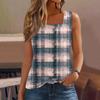 Ärmelloses Tanktop mit plissiertem, quadratischem Ausschnitt und Pflanzendruck für Damen