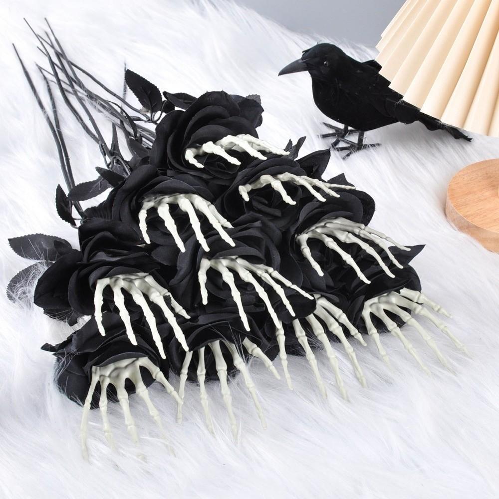 49cm Skeleton Hand Rose Bouquet Gothic Fake Flower Halloween Artificial Rose Ghost Festival