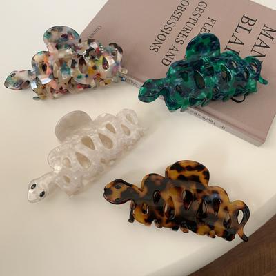 New Design 10.3CM Patterned Snake Shape Hollow Hair Clip Retro Acetate Shark Clip Hair Accessories For Woman Girls