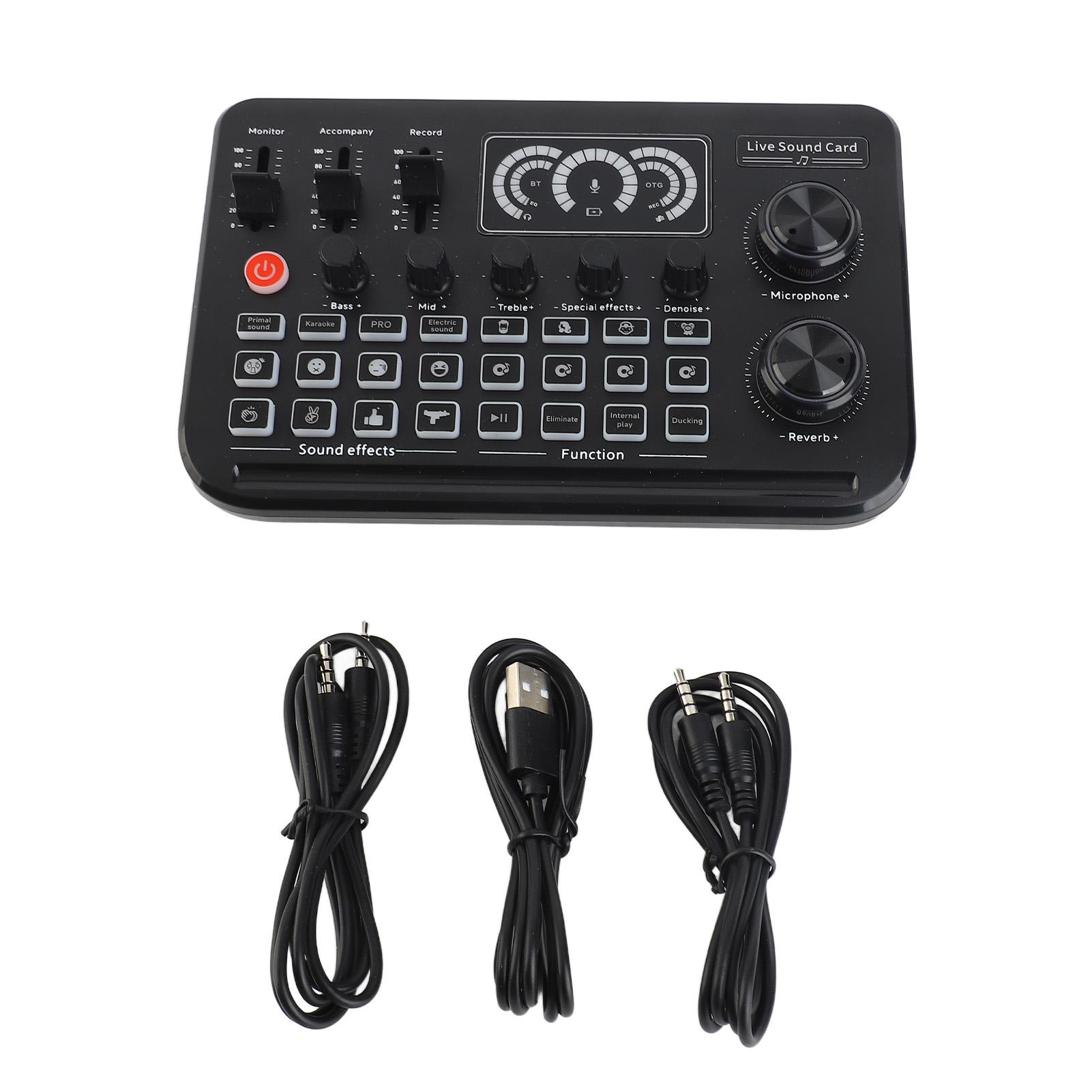 

Live Streaming Sound Card - BT Wireless with Smart Noise Reduction & Rechargeable Battery, All-in-One Mixer for Podcasting