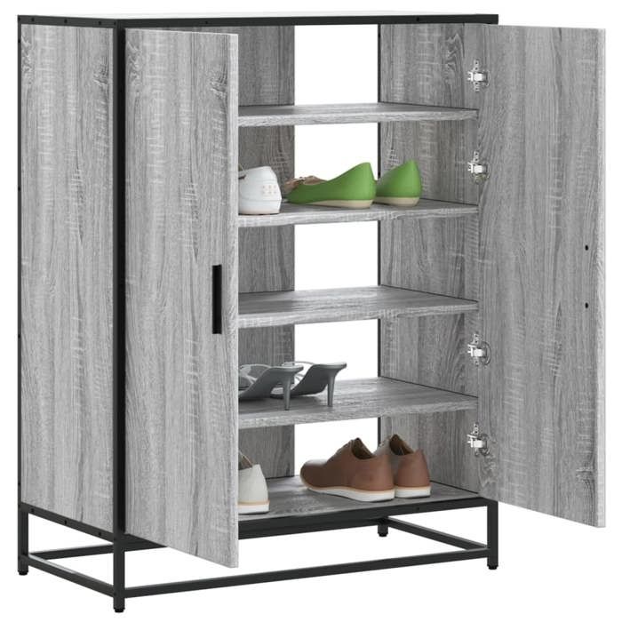 VidaXL Shoe Cabinet Sonoma Grey Engineered Wood and Metal 3300868