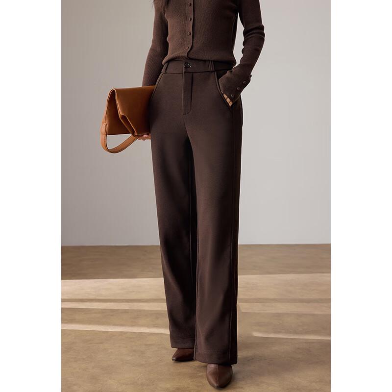 VICTORIA&VERA Women's Fleece-Lined High-Waisted Straight-Leg Casual Pants V9018K06