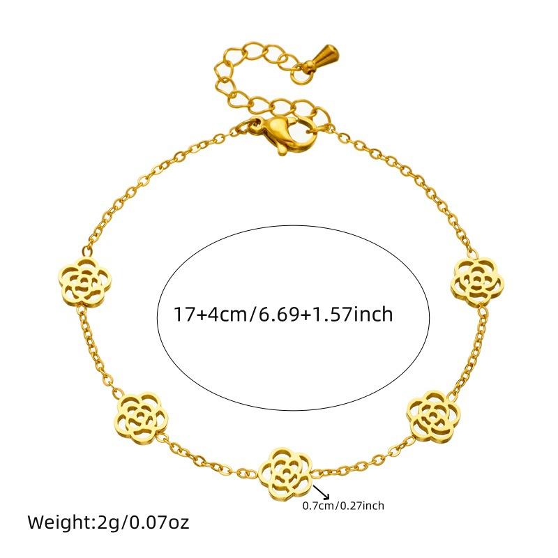 Gold Plated Camellia Jewelry Set Necklace Earrings Bracelet