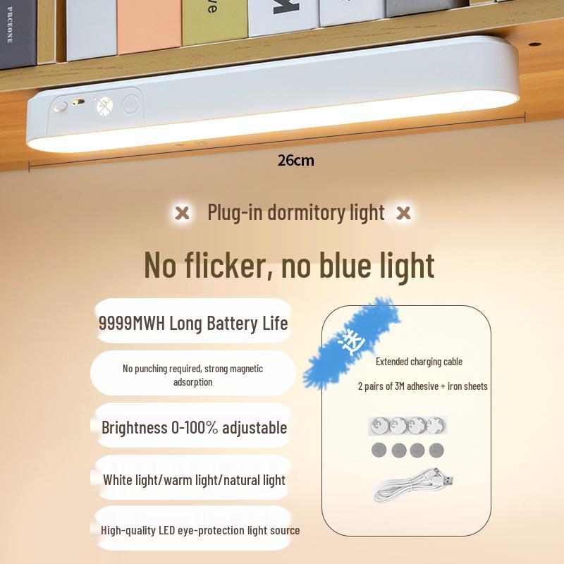 Magnetic LED Desk Lamp for Eye Protection - Rechargeable Dormitory Bedside Night Light