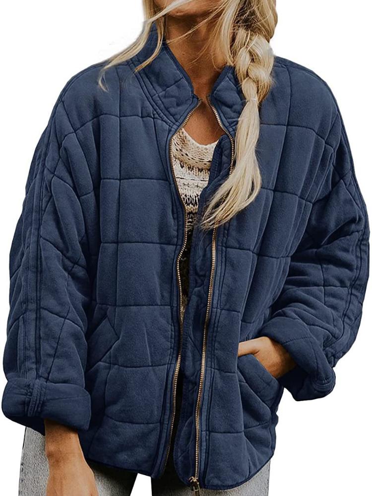 Women's Quilted Puffer Jacket with Multiple Colors, Lightweight Warm Coat, Casual Outerwear for Autumn Winter
