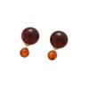 18K Gold Plated Silver Resin Two-Way Stud Earrings - Melaard Retro Minimalist High-End Autumn/Winter Style for Women.