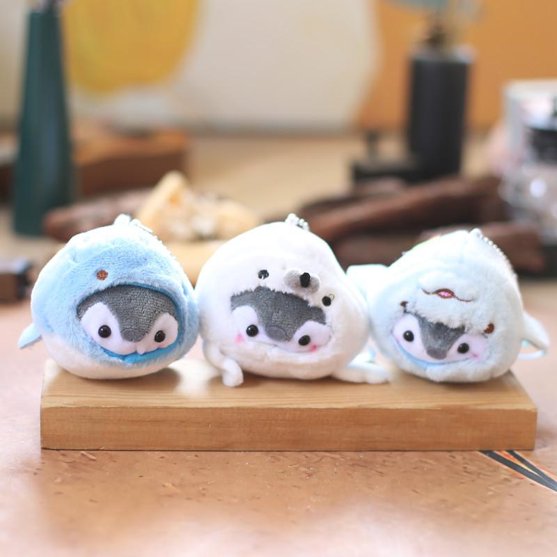 Niedliche kleine Pinguin-Anhänger-Plüschtierpuppe, verwandelt in Robbe, Seelöwe, Delfin, Pinguin-Tasche, hängende Ornamentpuppe