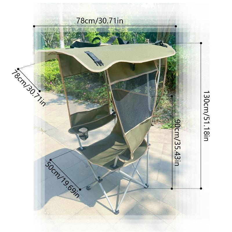 Klappbarer Outdoor-Stuhl mit Sonnenschutz für Camping, Angeln, Strand – tragbar, kompakt, komfortabel, ideal für Grillen, Picknick und Entspannung