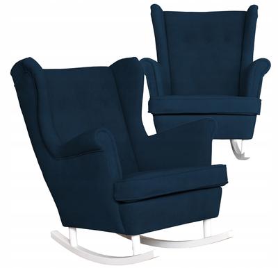 Wingback Rocking Chair Scandinavian Velvet Hunter Family Furniture Navy Blue