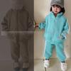 Kinder Sweatshirt Set Herbst/Winter Fleecefutter Set Jungen Mädchen Locker sitzendes Langarm Sweatshirt + Hose 2-teilig