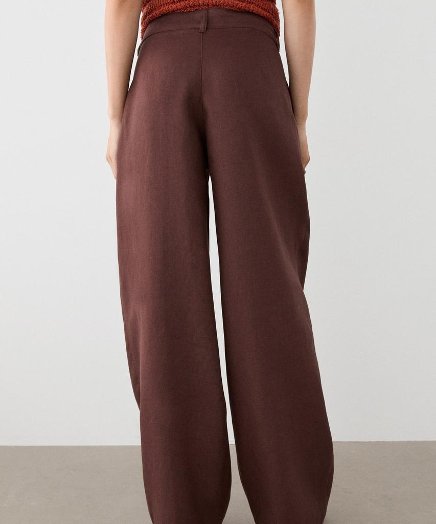 Masimodutti Linen Pleated Wide Fit Pants