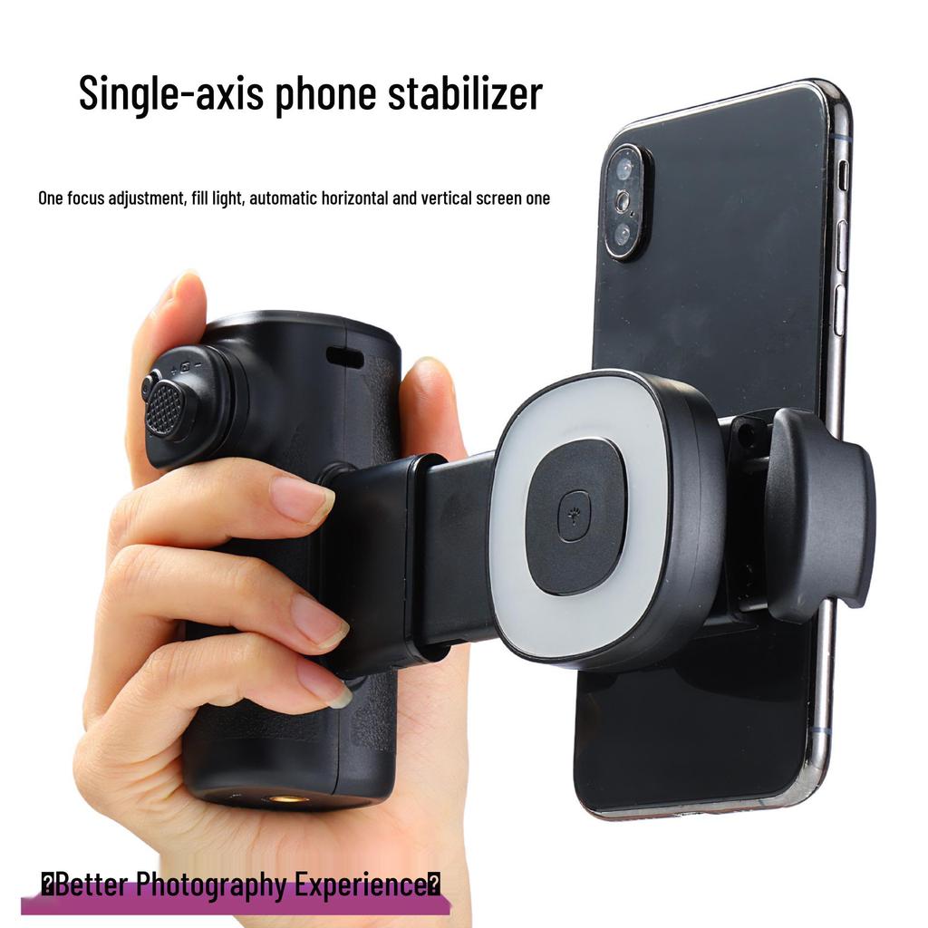 Bluetooth Single-Axis Camera Handle with Fill Light for Horizontal/Vertical Phone Photography & Selfies