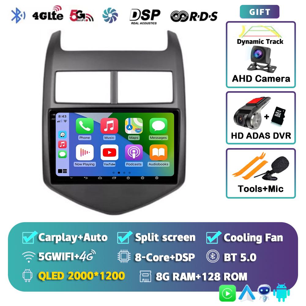 Android 14 Carplay Auto WIFI+4G Car Radio For Chevrolet Aveo 2 Sonic T300 2011-2015 Multimedia GPS Player Stereo 2din Head Unit