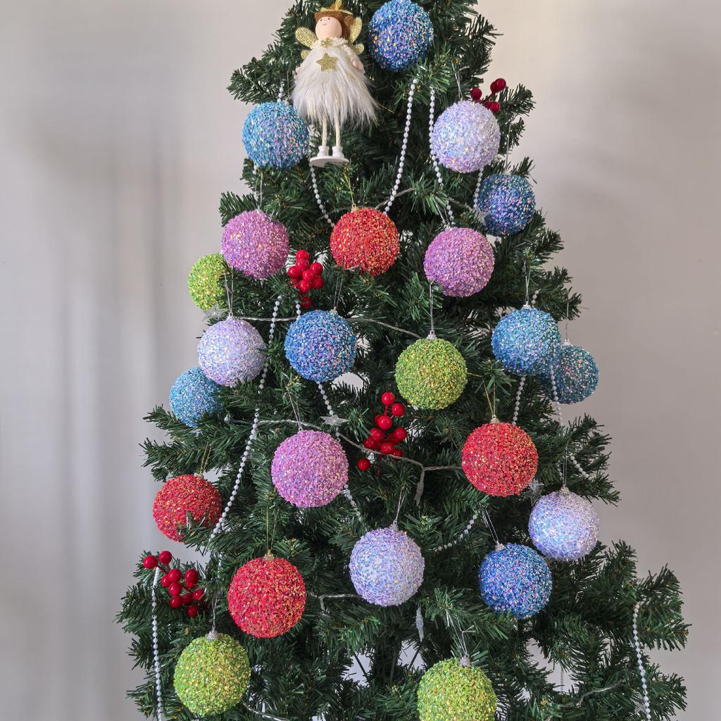 4 Pieces/Set of Diamond Sequins Glitter Christmas Balls Holiday Supplies Christmas Tree Pendants Gifts Giveaways Window Dressing