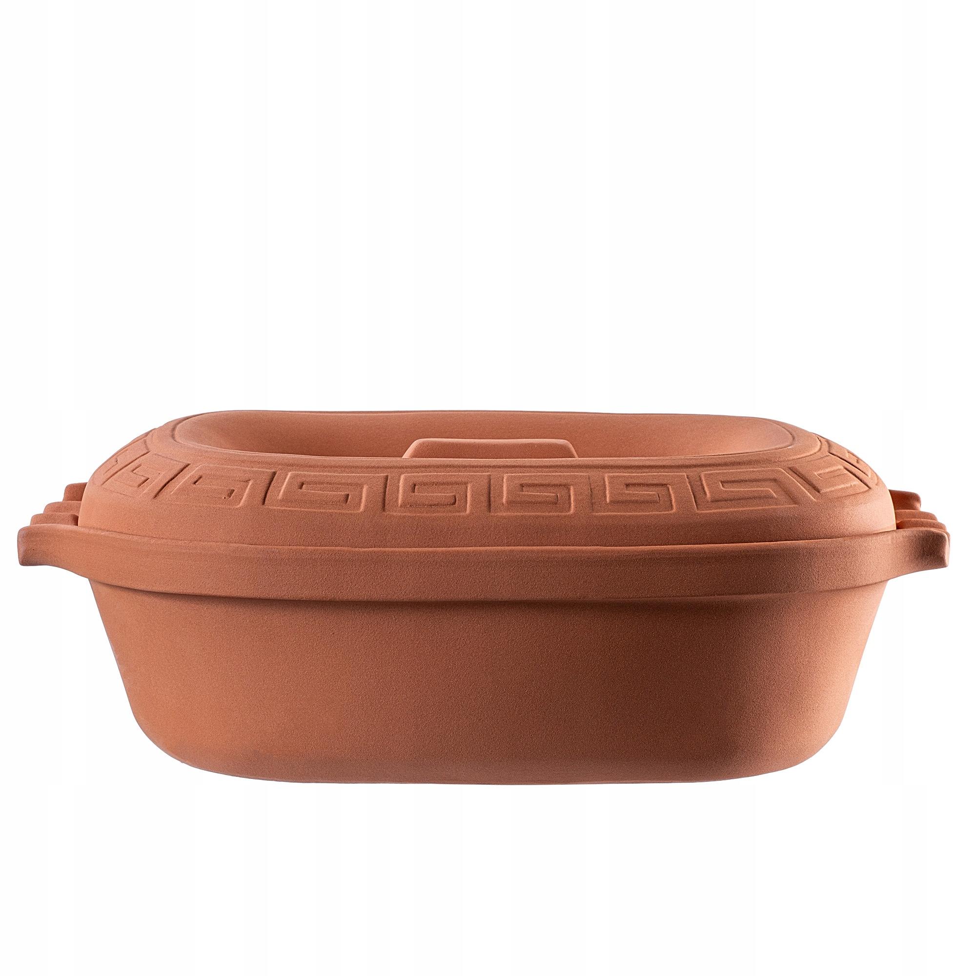 KADAX Pot Romain en Terre Cuite Ovale avec Couvercle 5 L