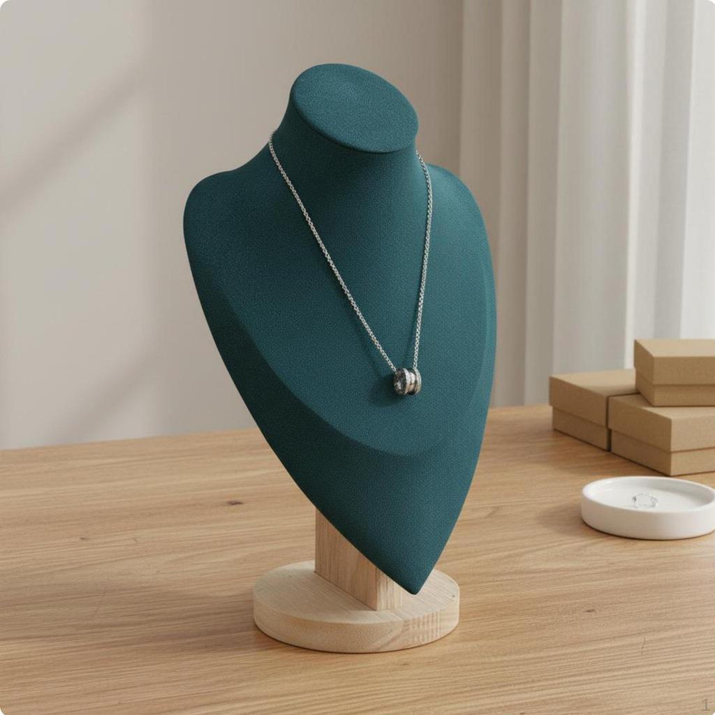 Necklace Display Bust Elegant Design Jewelry Solid Wood Construction Mannequin